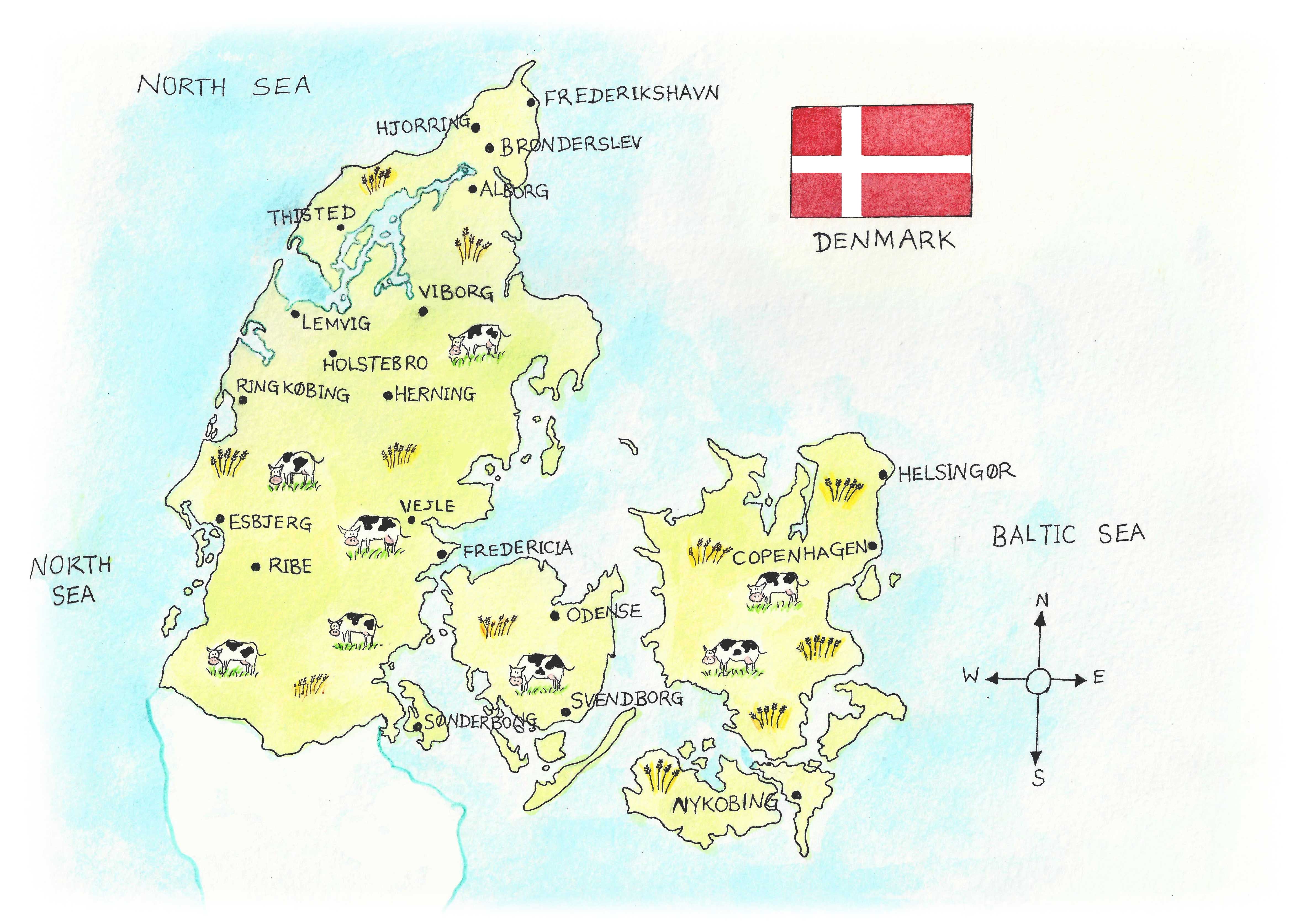 A Delicious Array of Traditional Danish Food Including Smørrebrød Open-Faced Sandwiches