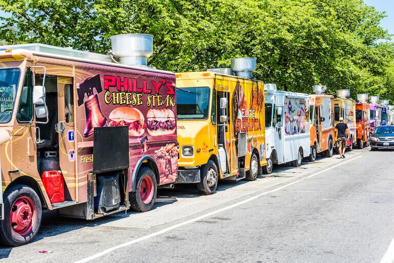 A small trailer type food truck