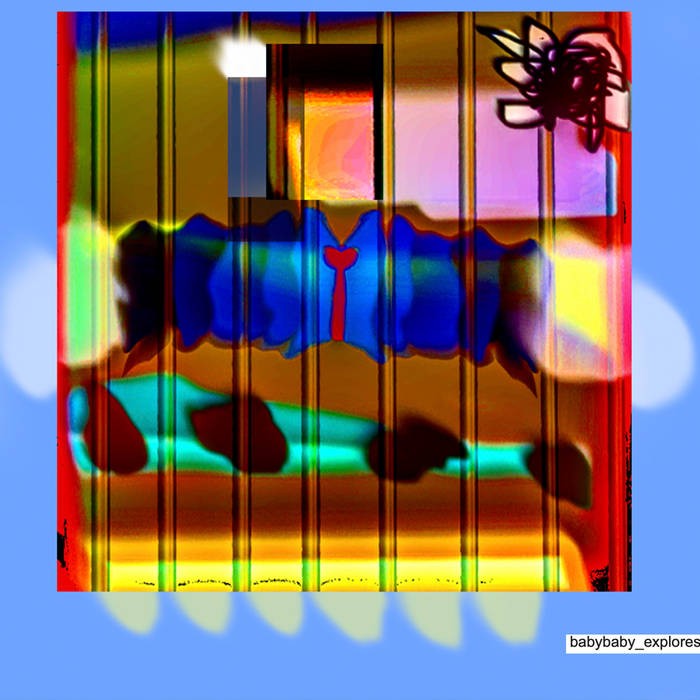 Album cover for Food Near Me, Weather Tomorrow by babybaby_explores, featuring a collage of images and text, hinting at the eclectic and thought-provoking nature of the music, perfect for listening while searching for food near you.