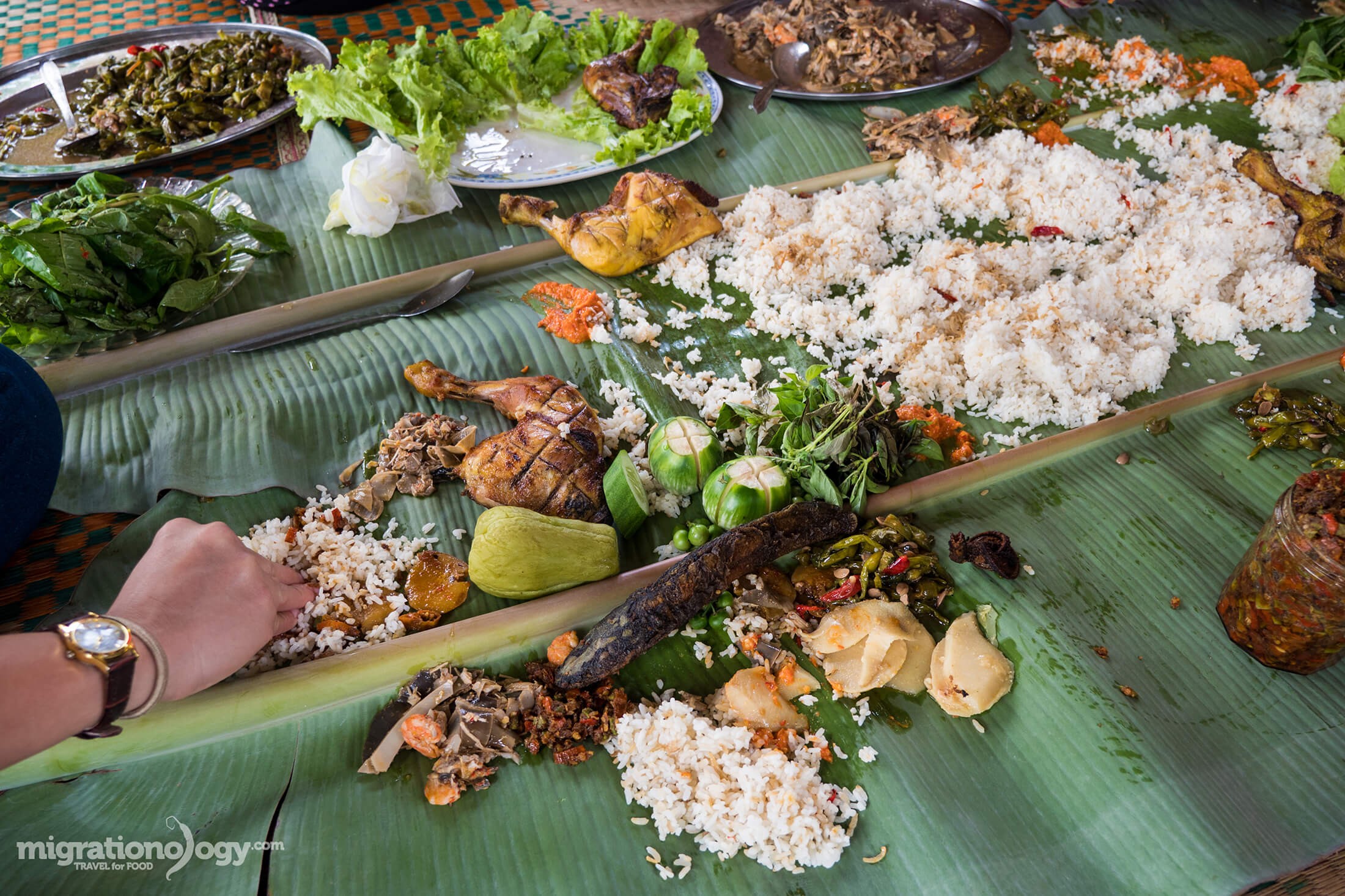 An amazing spread of home-cooked Sundanese Indonesian food