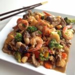 Assortment of colorful ingredients prepped for Happy Family Stir-Fry