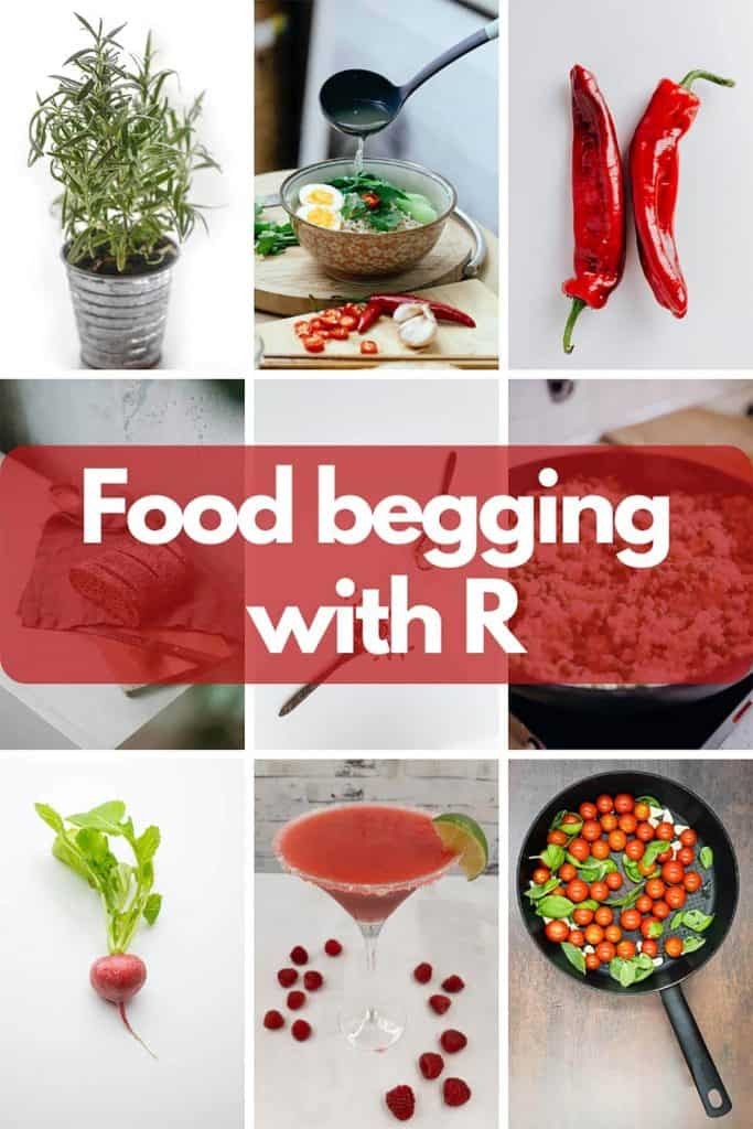 Assortment of foods starting with the letter R, including radishes, raspberries, and risotto ingredients.