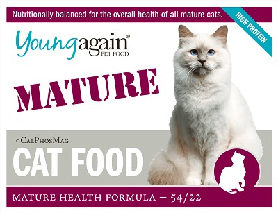 Bag of Young Again Mature Health Formula dry senior cat food