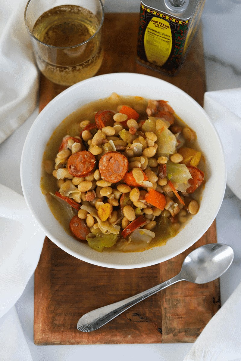 Bowl of feijoada, a hearty Cape Verde food bean stew