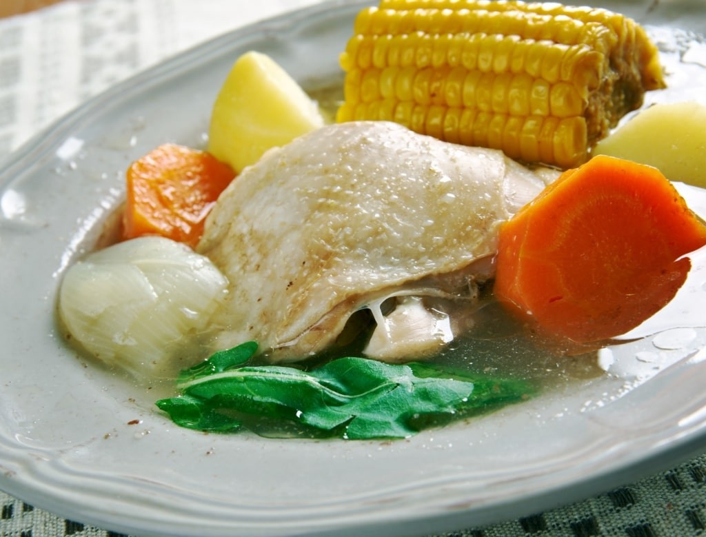 Bowl of hearty Sancocho de Gallina, a traditional Panama food