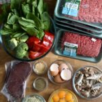 Bowl of homemade dog food with visible ingredients like meat and vegetables