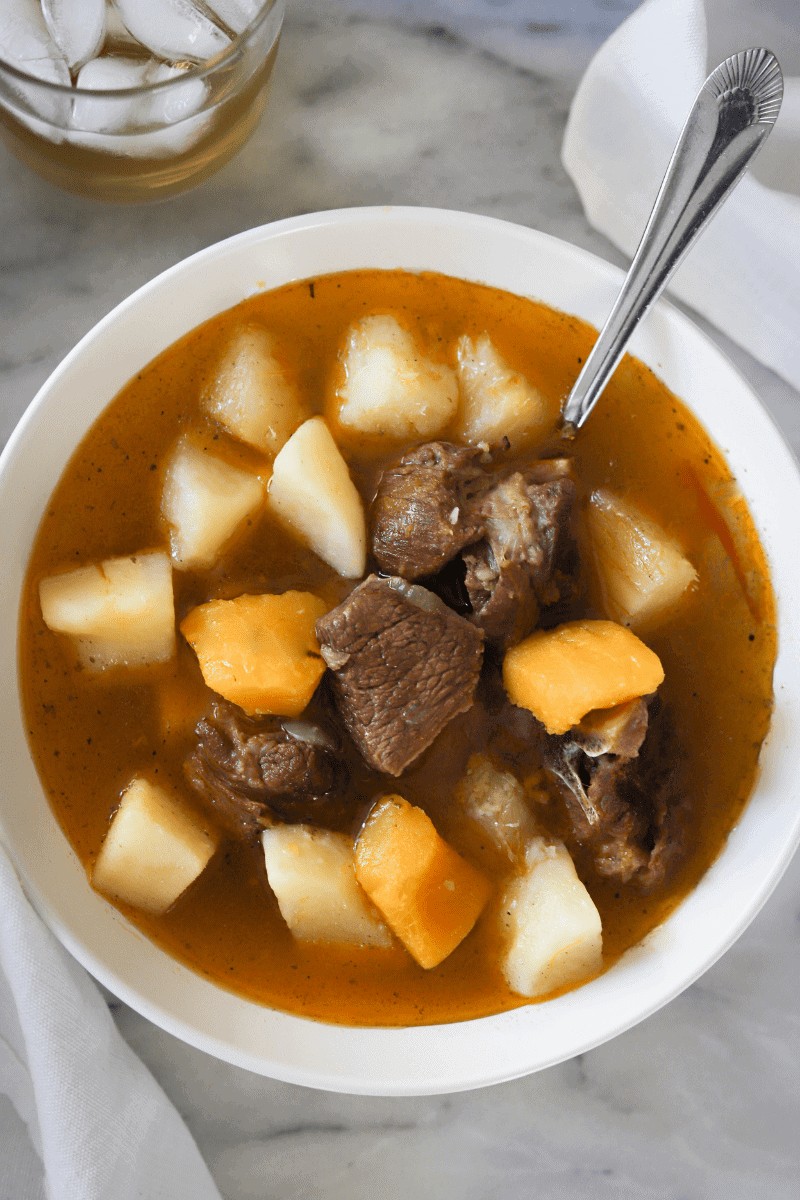 Bowl of modje, a Cape Verde food sancocho-style goat stew