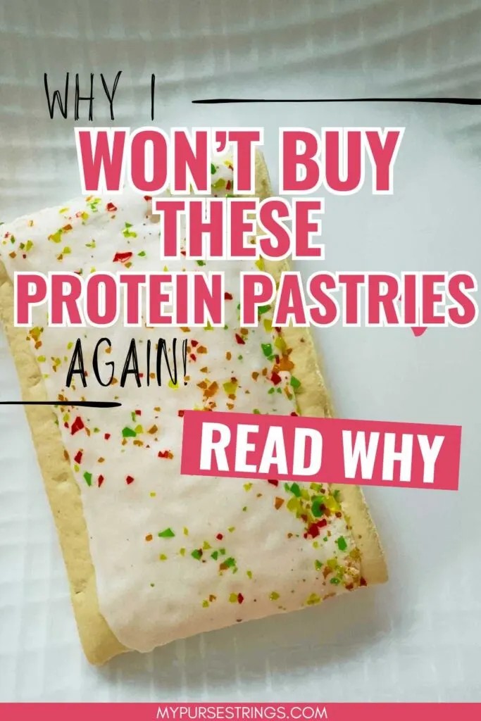 Close up image of Legendary Protein Pastry with Pink lettering and text box Why I Won