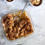 Close-up of a baked Brown Betty with golden brown crumb topping