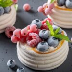 close-up of berry pavlova