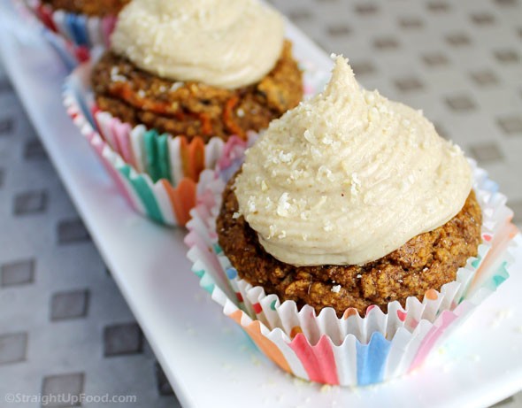 Close-up of Carrot Cake Muffins showcasing their moist texture and spiced appearance