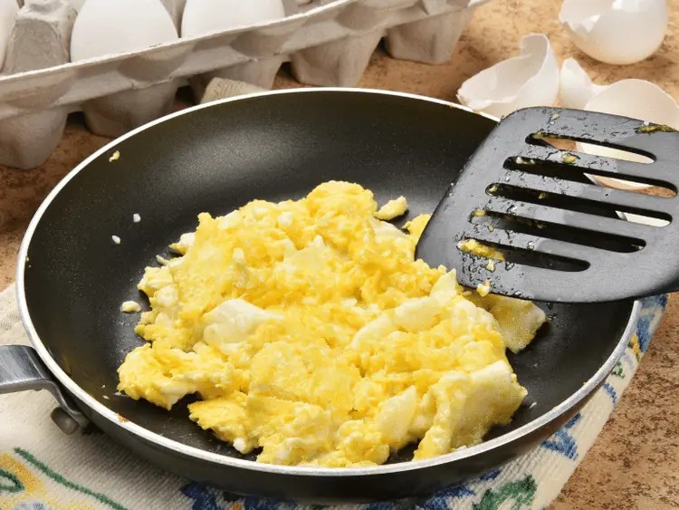 Cooked unseasoned eggs, one of the best human foods that dogs can eat