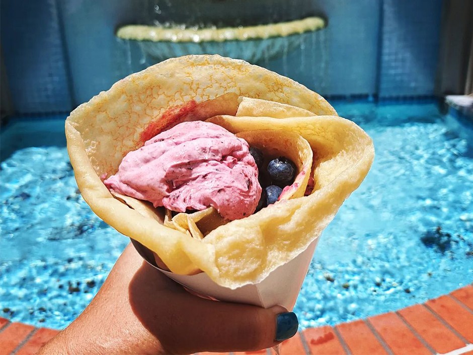 Cookies and Cream Crepe at Central Park Crepes, a vegetarian sweet treat in Universal Studios Florida