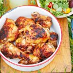 Delicious sticky barbecue chicken thighs and drumsticks, perfect for summer grilling