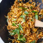 Fast easy Pad Thai in a wok.