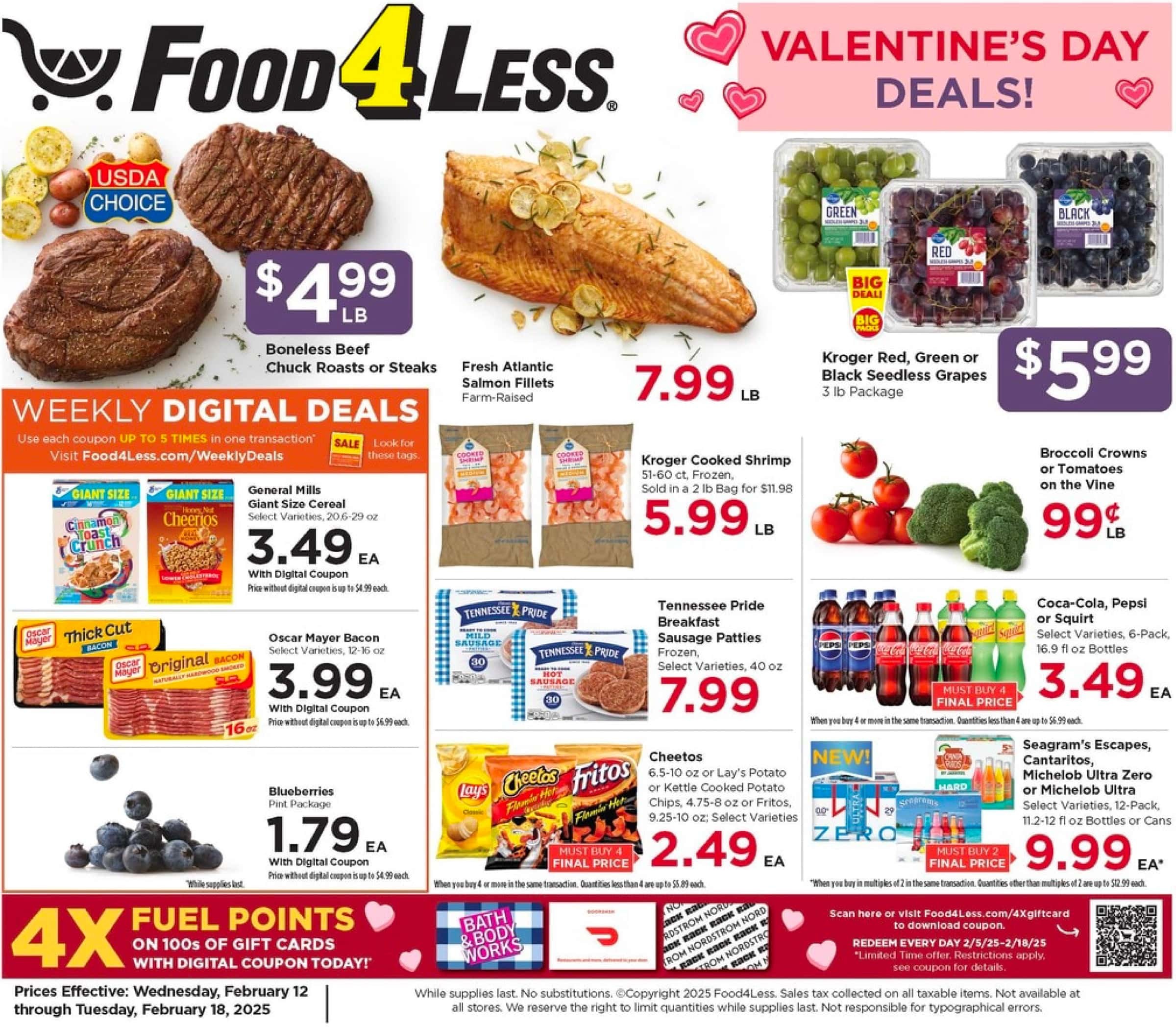 Food 4 Less Weekly Ad Preview for February 12, 2025 - Browse page 1 of the latest weekly flyer for deals and savings at Food 4 Less.