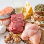 Food sources of protein and creatine.