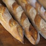 French Baguette, a staple of Paris food, displayed at a Parisian bakery