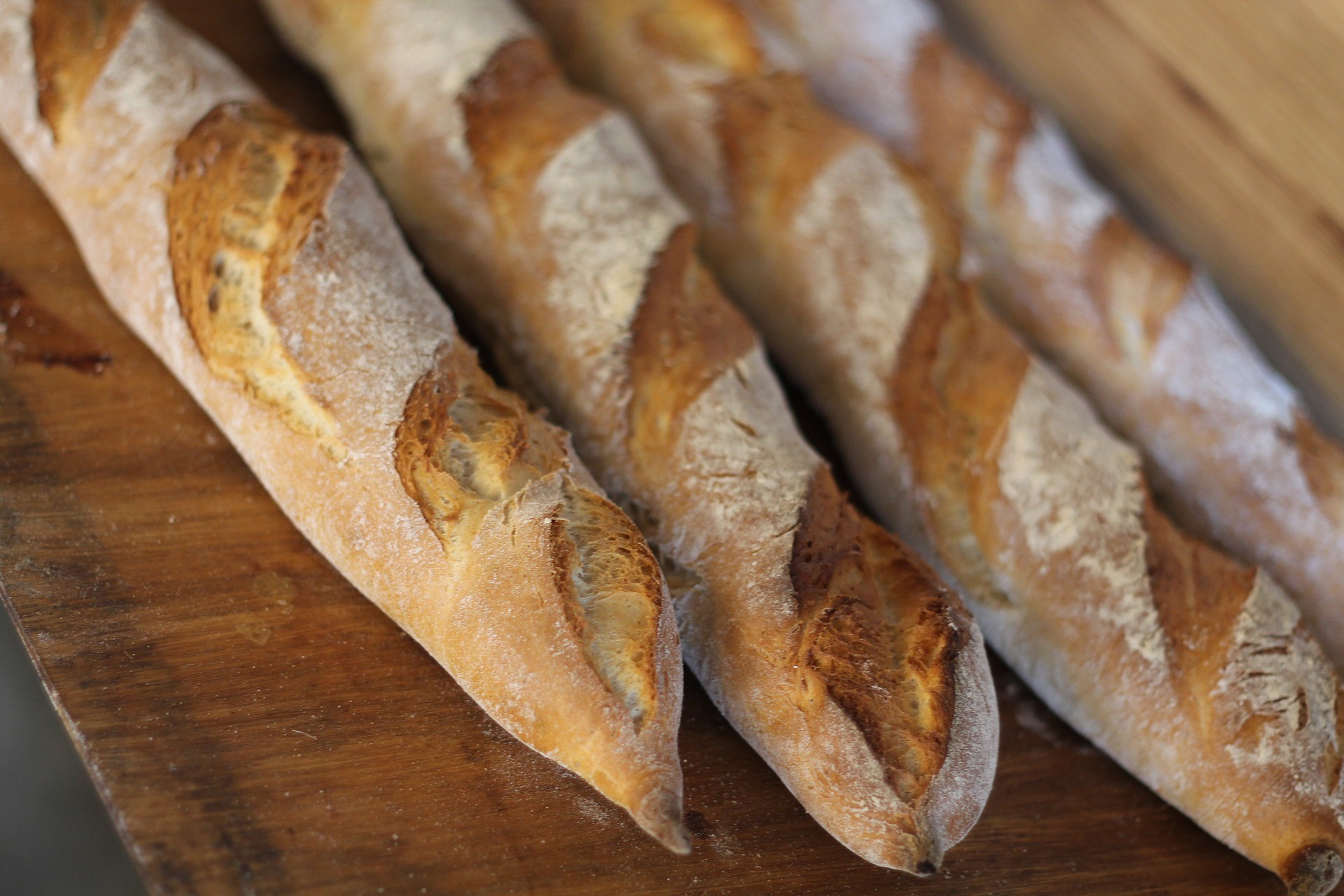 French Baguette, a staple of Paris food, displayed at a Parisian bakery