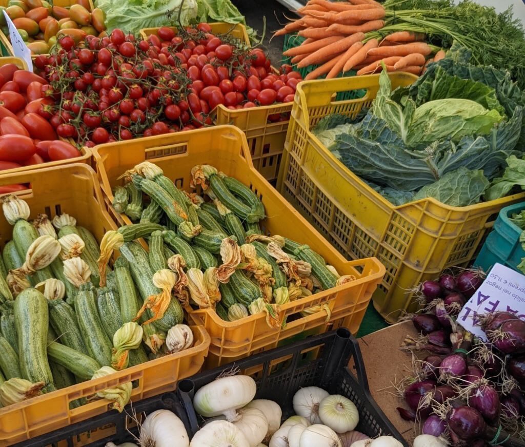 Fresh Produce and Local Delights at an Italian Farmers Market