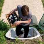 Groundfridge blending seamlessly into a garden environment