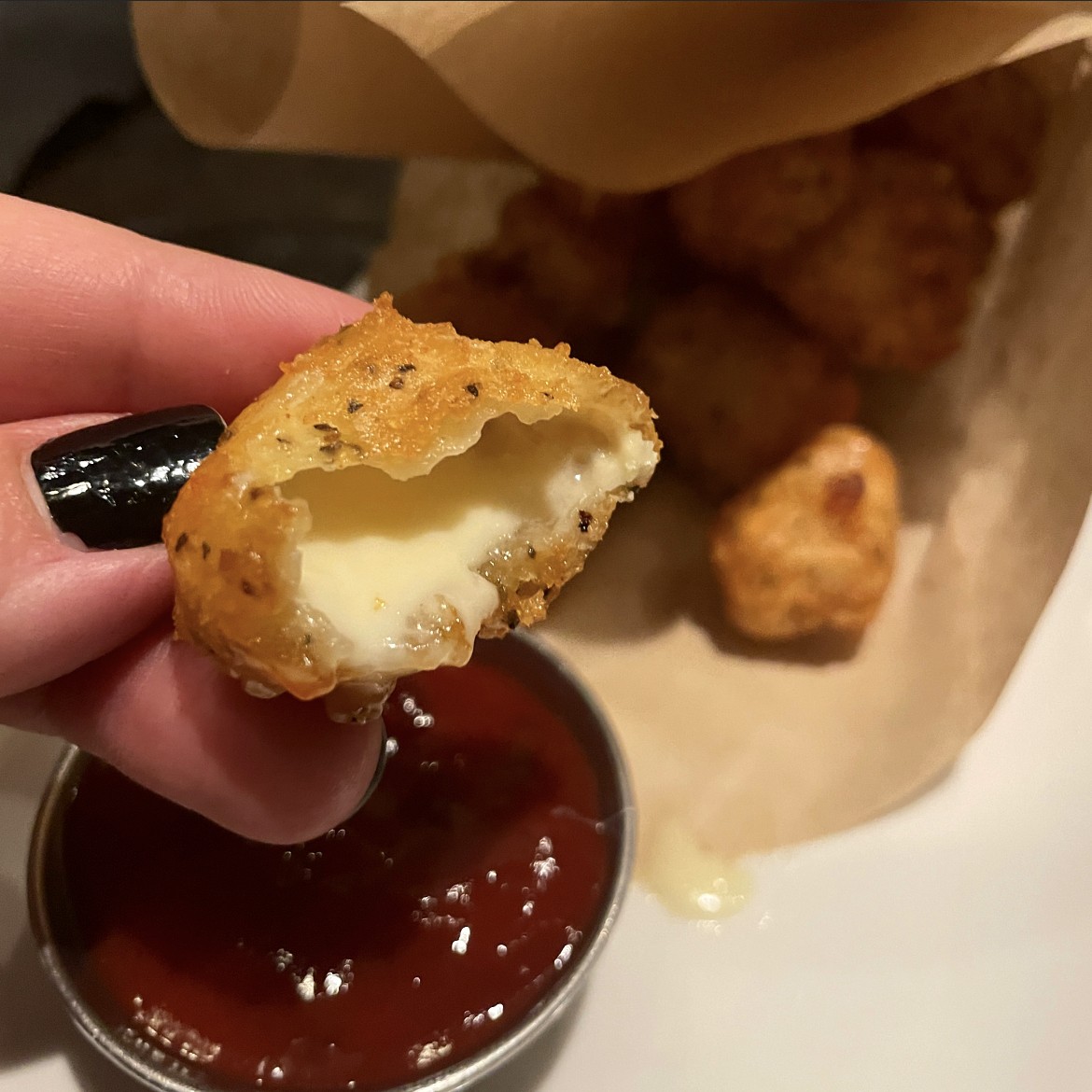 Hazelwood Food and Drink Brie Cheese Curds served with lingonberry ketchup