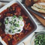 hearty vegan chili food loaded with beans and vegetables