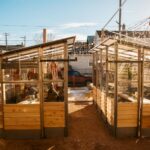 Heated huts at Zocalo Food Park providing cozy winter dining