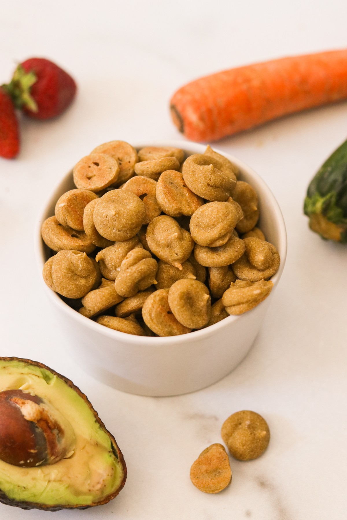 homemade baby puff snacks in a small bowl