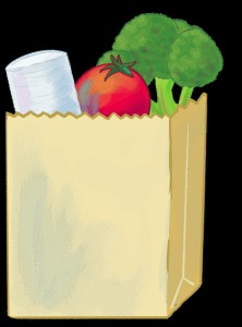 Icon of a food bag representing meals distributed by the Baton Rouge Food Bank.