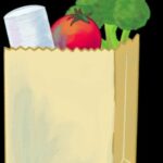 Illustration of a bag of food, symbolizing Baton Rouge food assistance.