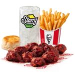 KFC saucy nuggets with fries and soda