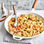 Large pan of ackee and saltfish