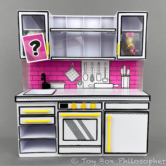 Miniverse Make It Mini Kitchen set pink side of backsplash cardboard insert