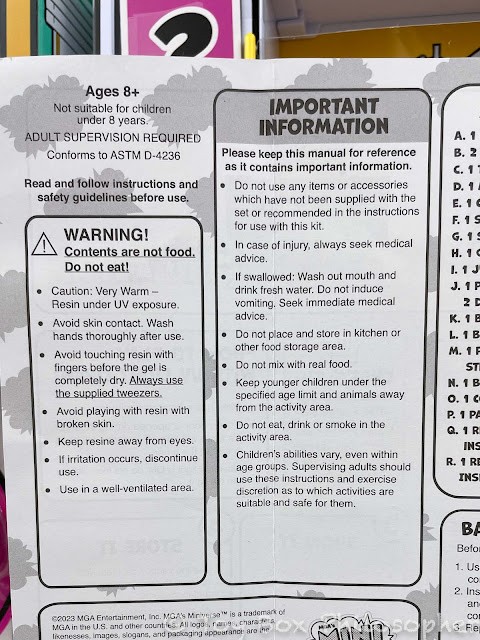 Miniverse Make It Mini Kitchen set resin warnings in instruction manual