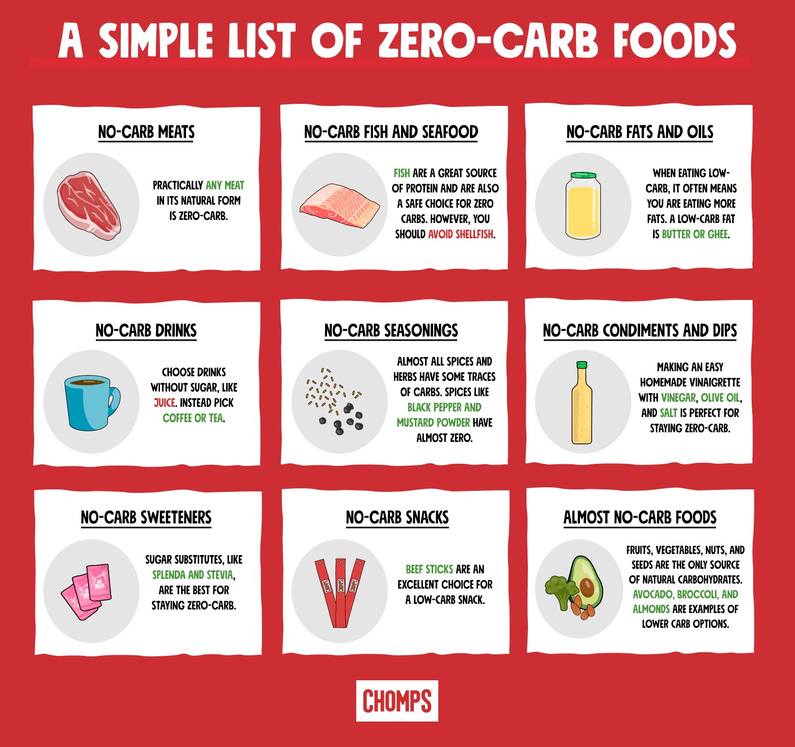 no carb food list