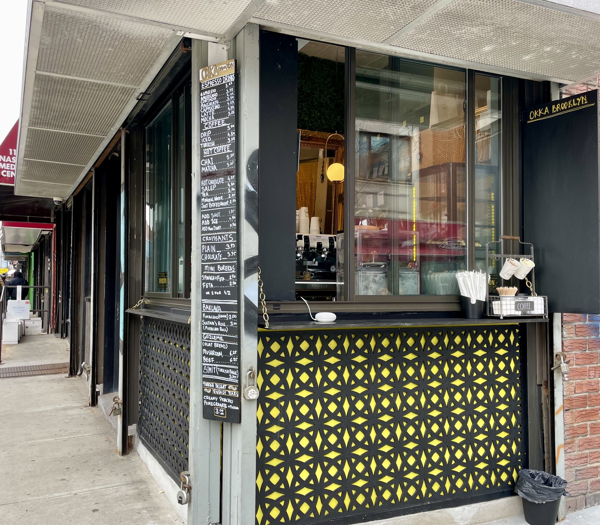 Okka coffee shop in Greenpoint, Brooklyn offering Turkish coffee and pastries.