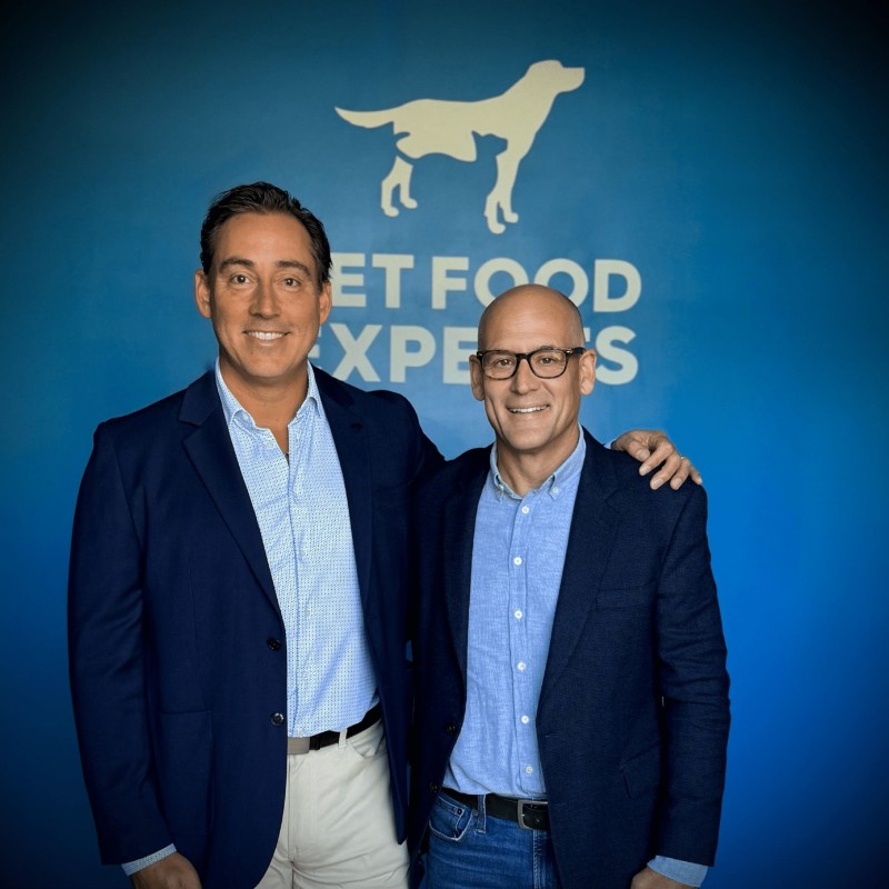 Pet Food Experts Leadership Transition: Michael Baker, Vice Chair of the Board, and Greg Cyr, the newly appointed CEO, pictured together. This marks a significant leadership change for Pet Food Experts, signaling a new era of growth and innovation in the pet food distribution industry.