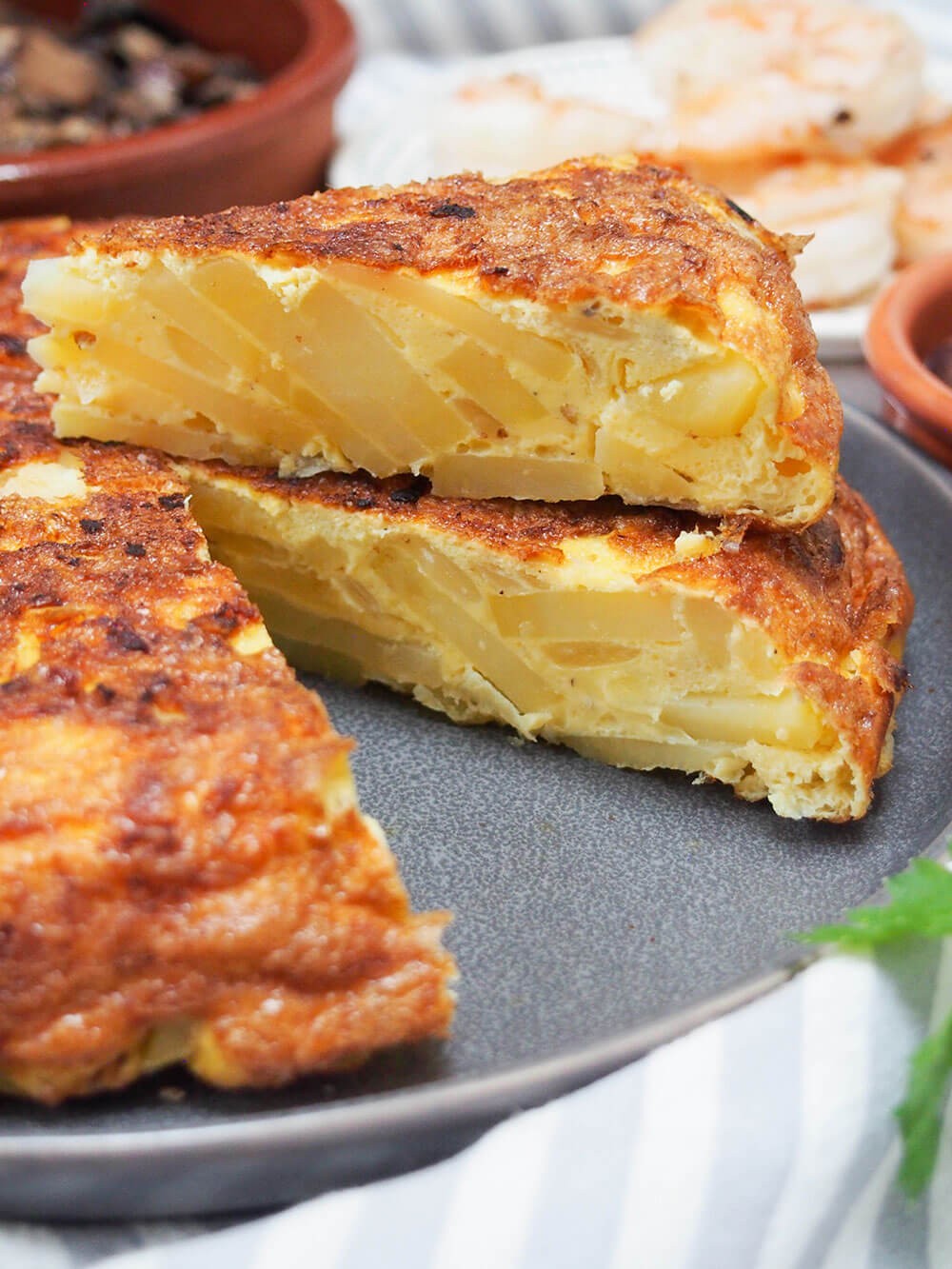 Slices of Spanish tortilla, a classic tapa.