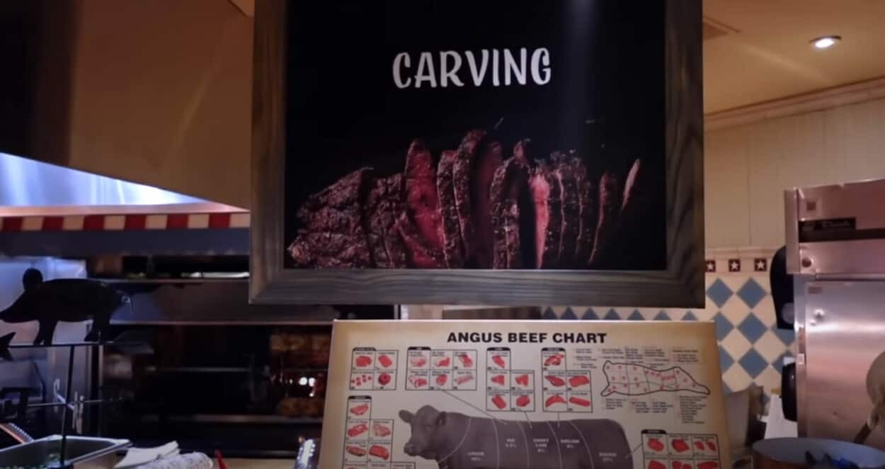 Variety of roasted meats at the Bellagio Buffet carving station