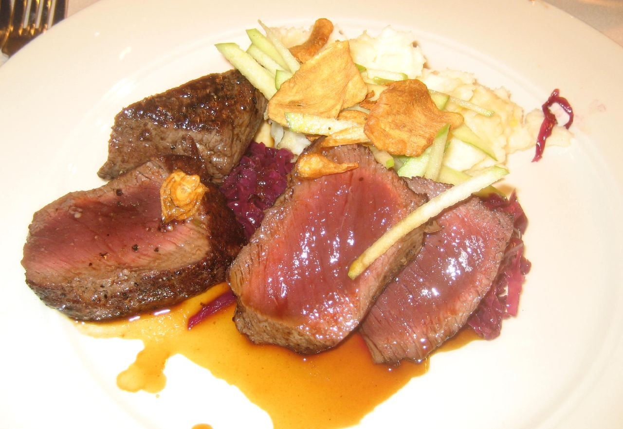Elk steak on a plate