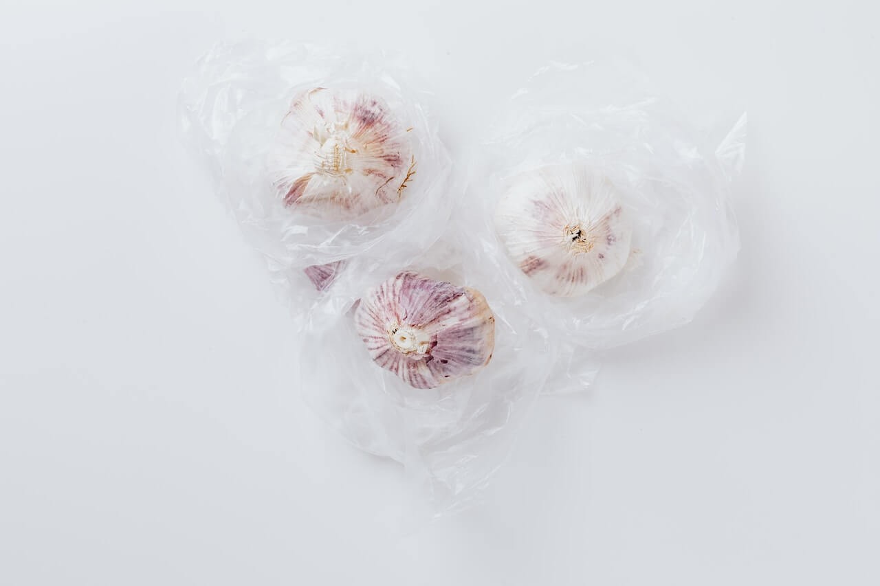 Garlic cloves in bags
