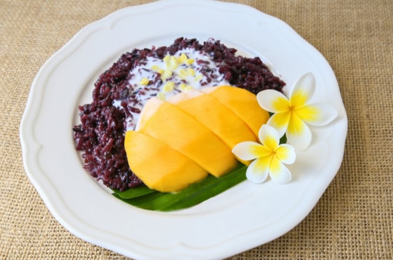 A bowl of Black Sticky Rice with Coconut Cream