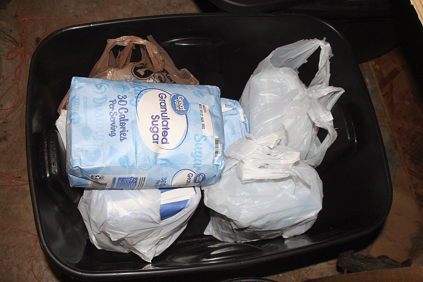 Variety of dry foods in plastic containers