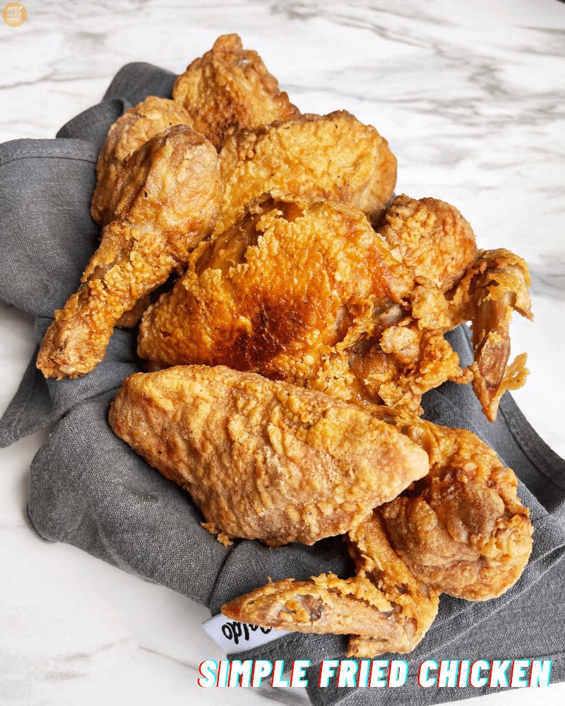 Fried Chicken on Marble Background