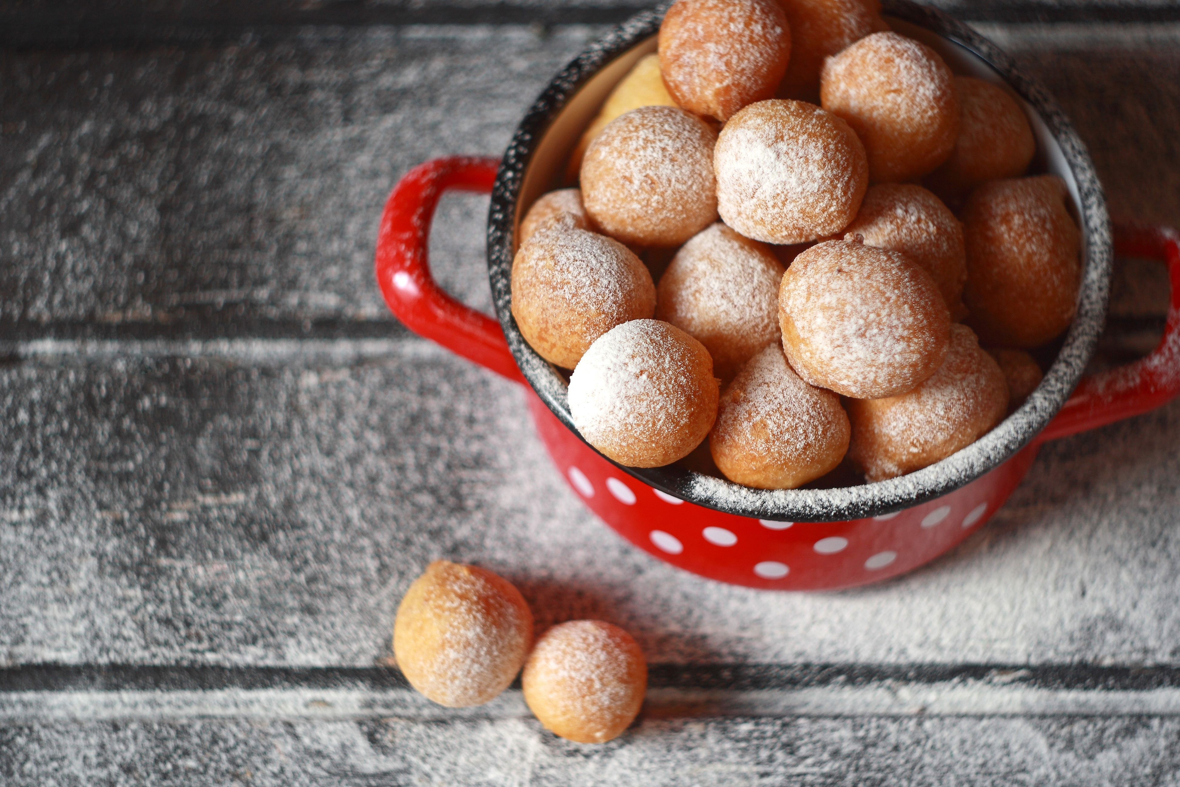 Fritule - Croatian doughnuts in a dish