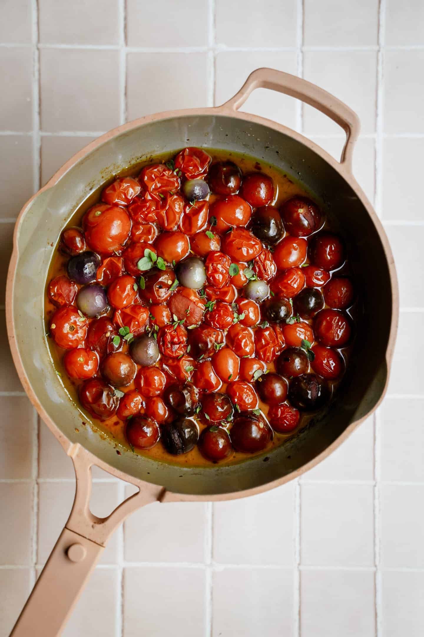 Labneh served with tomatoes, herbs, and spices