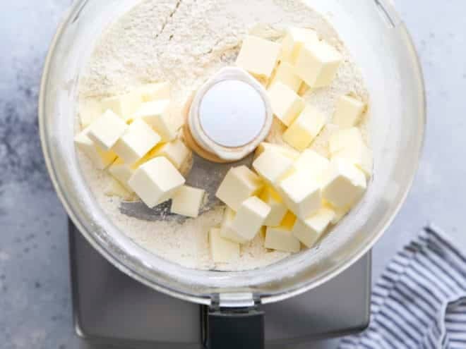 Adding cold butter to a food processor