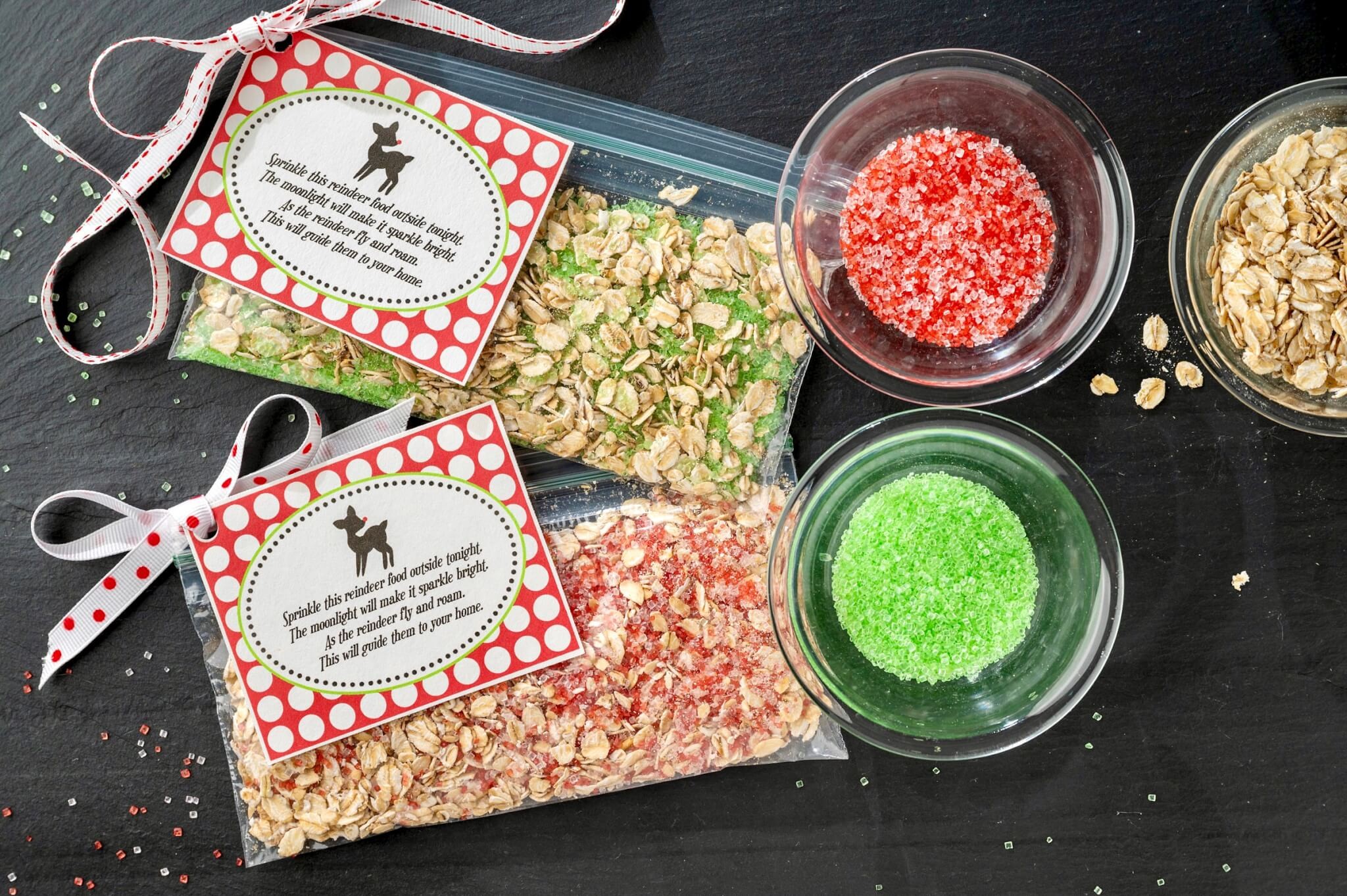 Close-up of colorful sprinkles, an essential ingredient for reindeer food