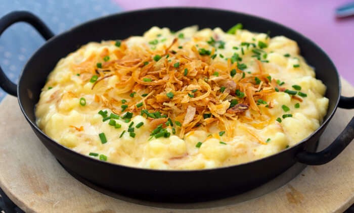 Cheesy Käsespätzle, a comforting dish in Austrian food